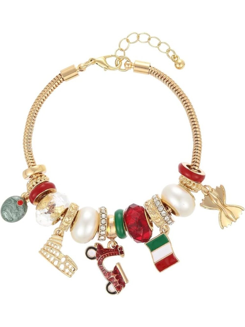 Chic Gold Plated Beaded Charm Bracelet | Adjustable Snake Chain Travel Jewelry